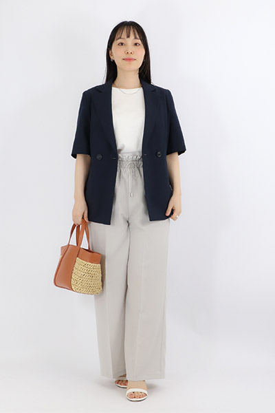 ウエストダブルデザインワイドパンツ