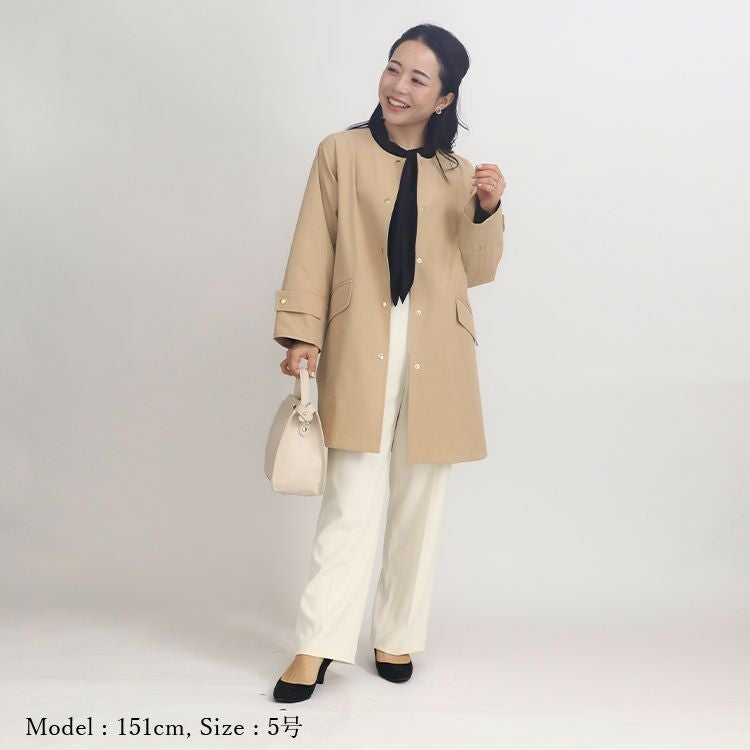 再値下げ】【撥水加工】ノーカラーコート 小さいサイズ 服 レディース 通販