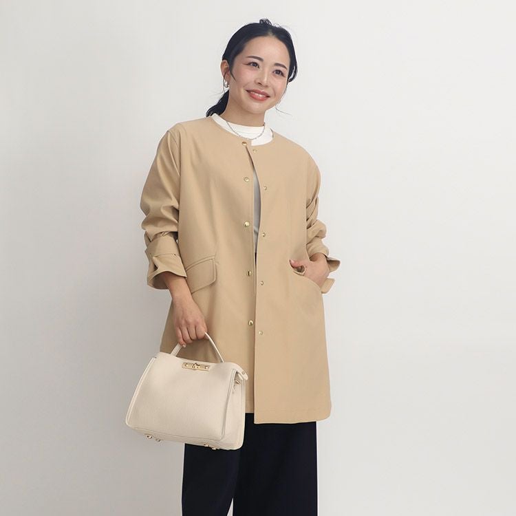 再値下げ】【撥水加工】ノーカラーコート 小さいサイズ 服 レディース 通販