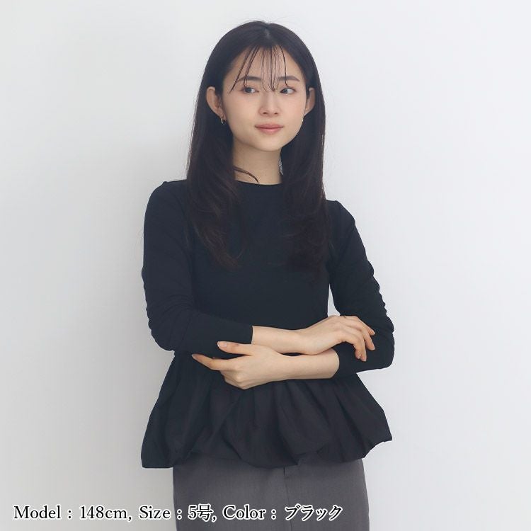 S357 バルーンペプラムトップス　ネイビー　5号　タグ付き SALE】バルーンペプラムトップス 小さいサイズ 服 レディース 通販