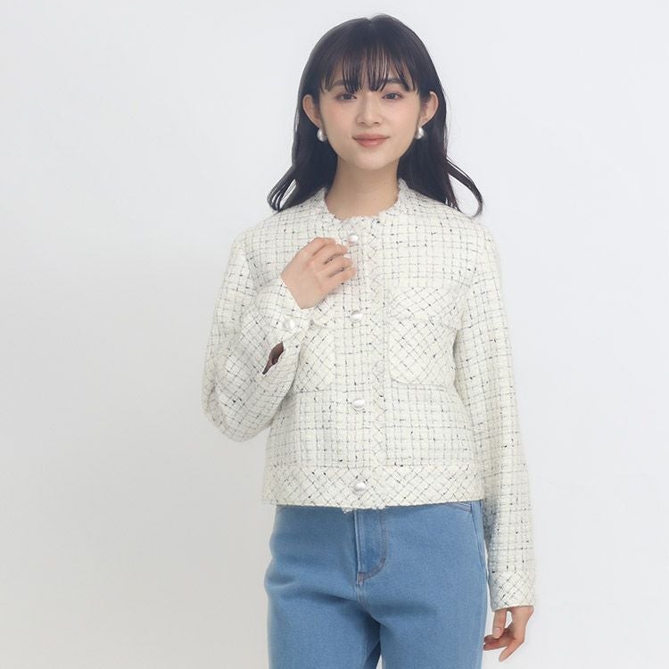 限定10％OFF＆送料無料】フリンジツイードジャケット【プレミアム