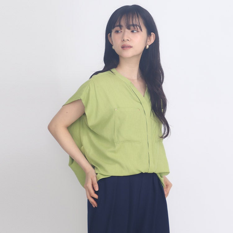 麻調ライトブラウス