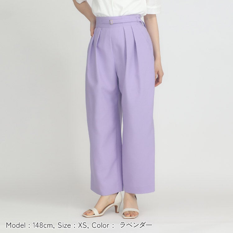 ポイント10％還元】【接触冷感】タックベルトワイドパンツ 小さい