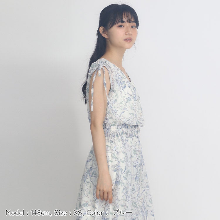 プレセール対象】水彩花柄プリントワンピース 小さいサイズ 服