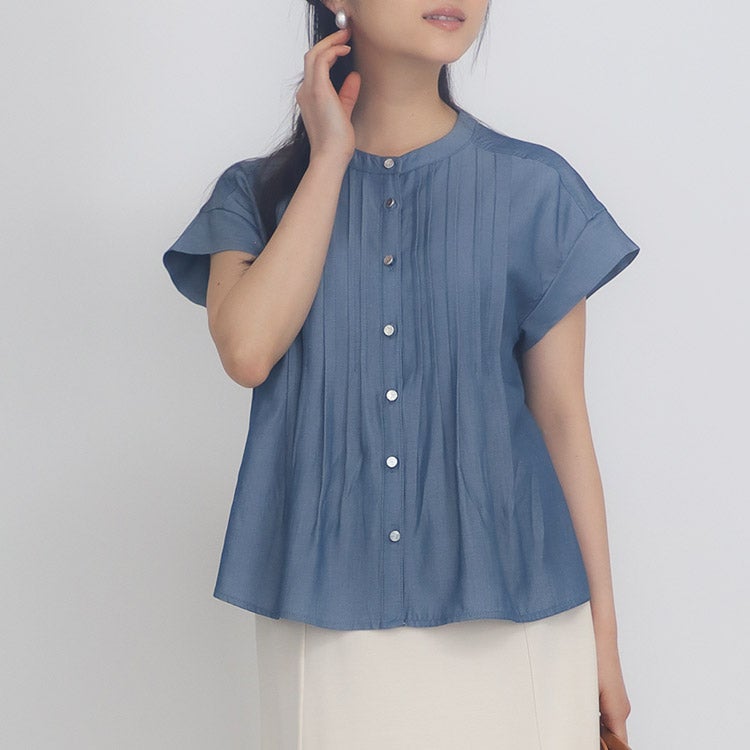 軽くて合わせやすいデニムブラウス セットアップ可】テンセルデニムライクブラウス 小さいサイズ 服