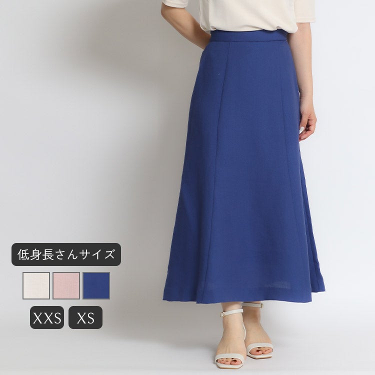 青 フレアスカート サイズ65 リネンライクフレアスカート 小さいサイズ 服 レディース 通販