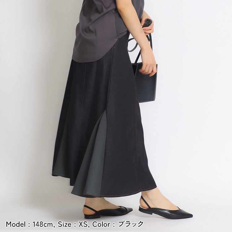デニム異素材ドッキングスカート 小さいサイズ 服 レディース 通販
