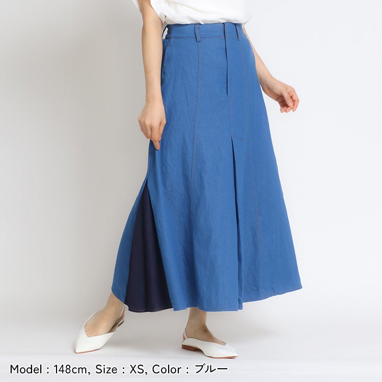 デニム異素材ドッキングスカート 小さいサイズ 服 レディース 通販